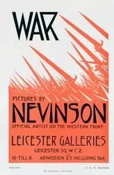 Imagens da guerra por Nevinson, artista oficial na frente ocidental, poster para uma exposição